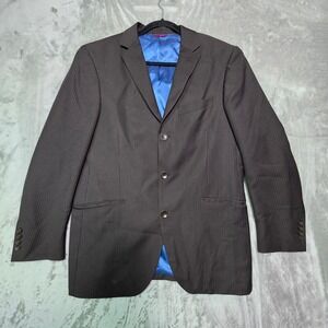 Billy London UK Mens Pinstripe Blazer 38R Charcoal Grey 3 Button Sport Coat 4084